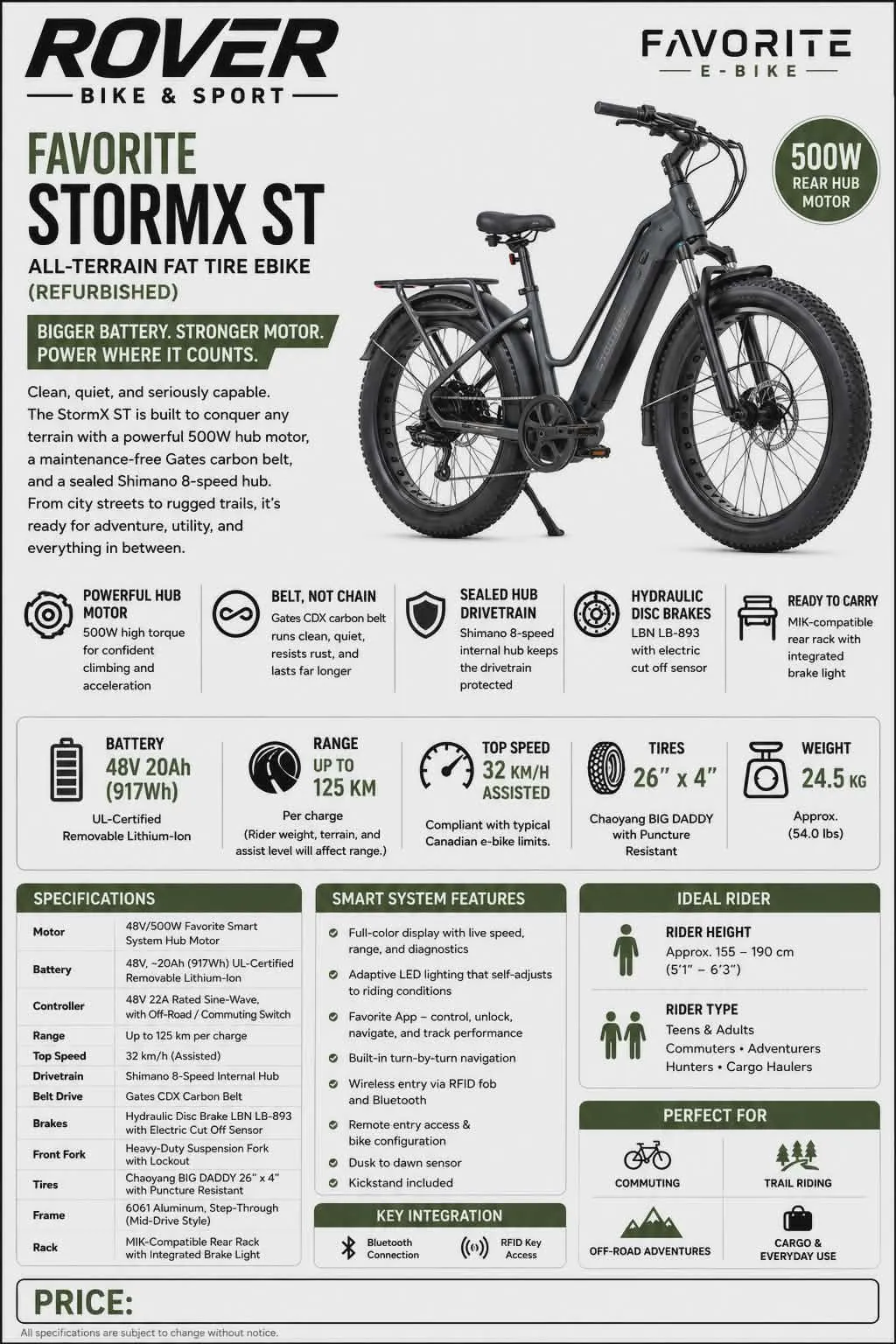 Favorite STORMX ST All-Terrain Fat Tire Ebike (Refurbished)