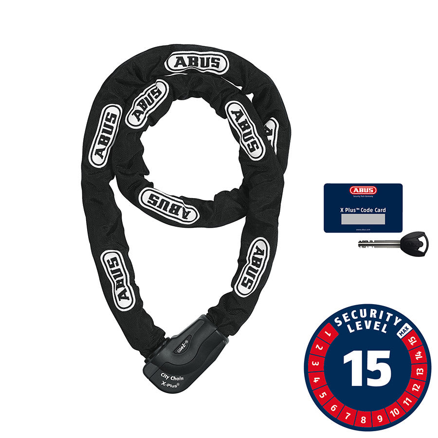 Abus, Granit CityChain XPlus 1060K, Chain Lock, Key, 10mm, 110cm, 3.6', Black