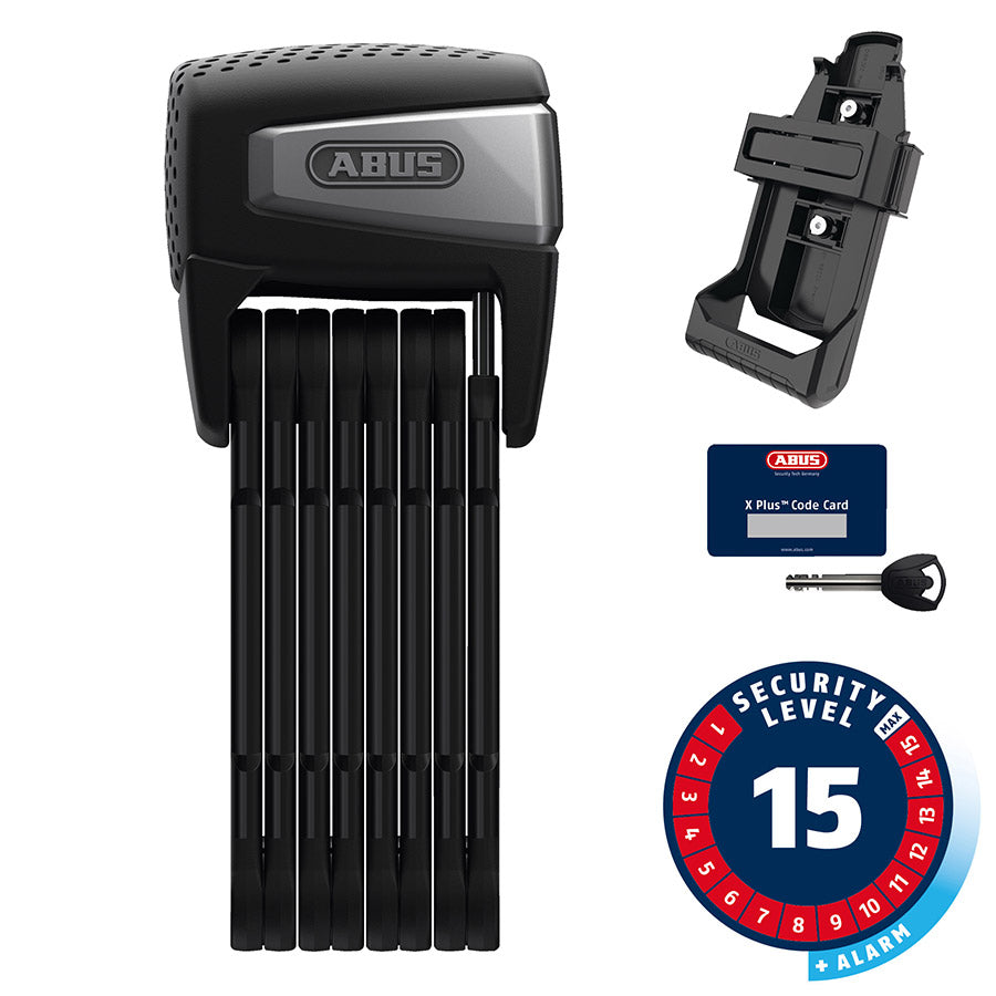 Abus, Bordo Granit XPlus Alarm 6500, Folding Lock, Key, 90cm, 3', 5.5mm, Black