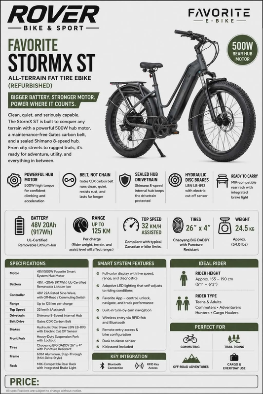 Favorite STORMX ST All-Terrain Fat Tire Ebike (Refurbished)