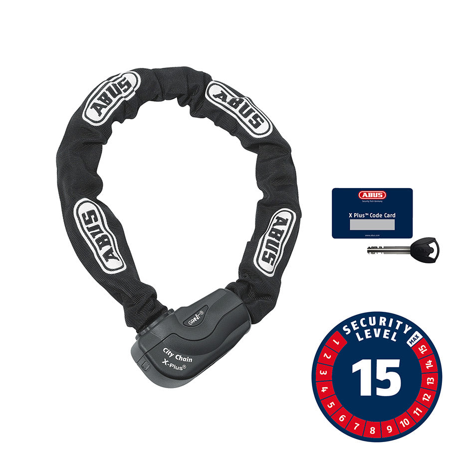 Abus, Granit CityChain XPlus 1060K, Chain Lock, Key, 10mm, 110cm, 3.6', Black