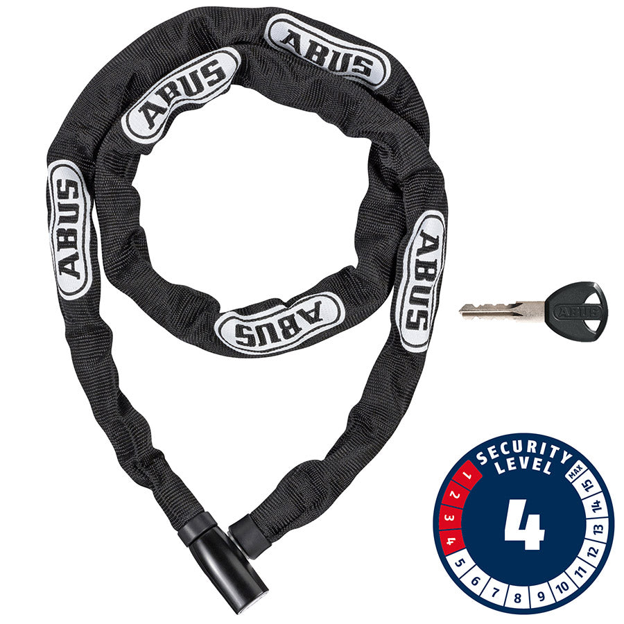 Abus, Steel-O-Chain 4804K Chain with key lock, 4mm x 110cm (4mm x 3.6'), Black
