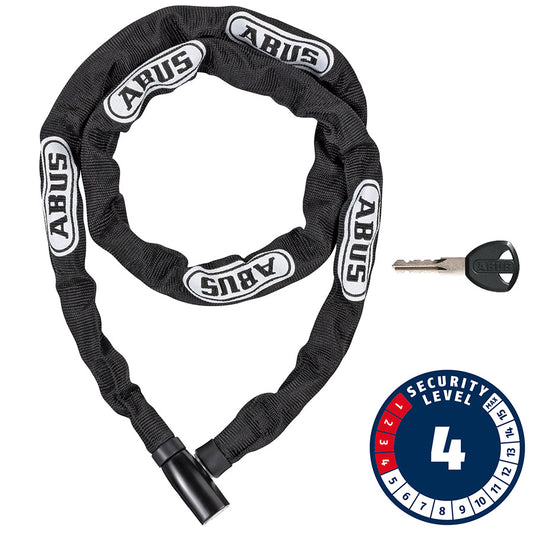 Abus, Steel-O-Chain 4804K Chain with key lock, 4mm x 110cm (4mm x 3.6'), Black