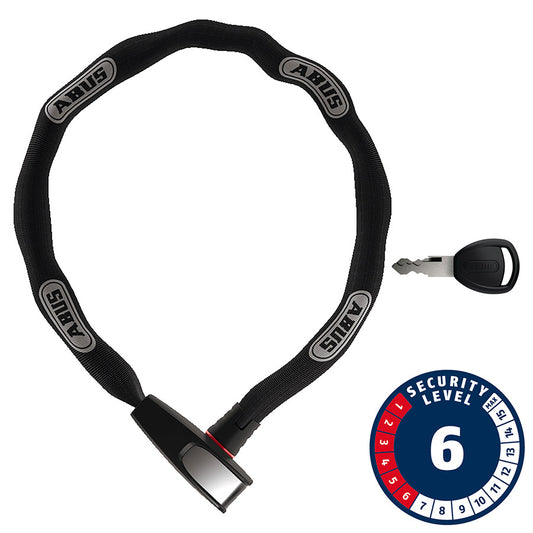 Abus, 6806K Catena Reflective, Chain Lock, Key, 6mm, 110cm, 3.6', Black Reflective