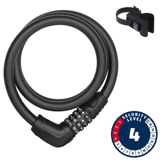 Abus, 6412C, Cable lock, Combination, 12mm, 85cm, Black