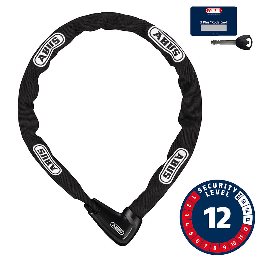 Abus, Steel-O-Chain 9809K XPlus, Chain Lock, Key, 9mm, 85cm, 2.8', Black