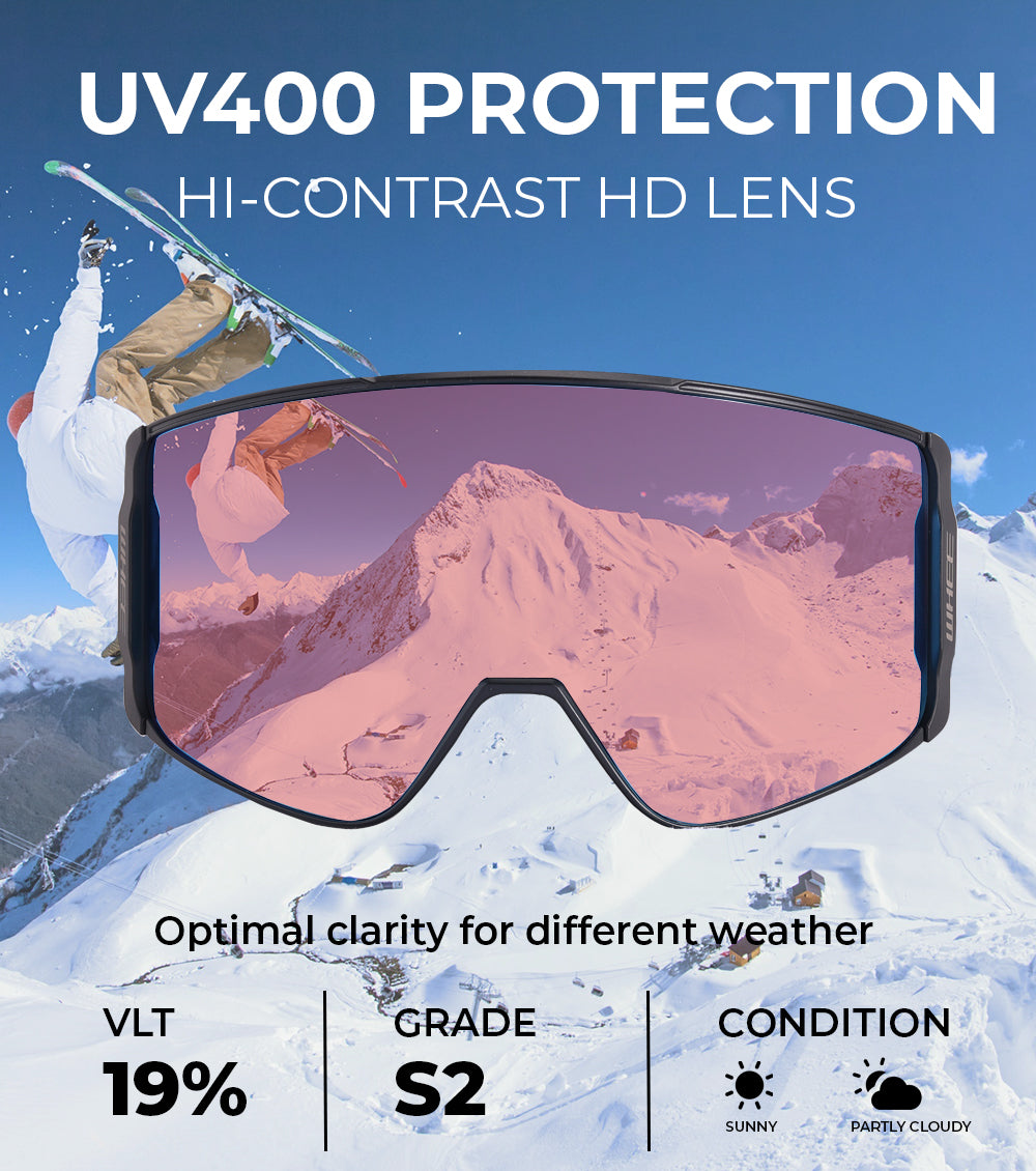WHEE Magnetic Ski Goggles Dual Layers Lens UV400